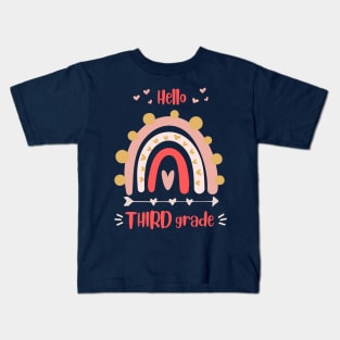 hello Third Grade Teacher Team rainbow Kids T-Shirt